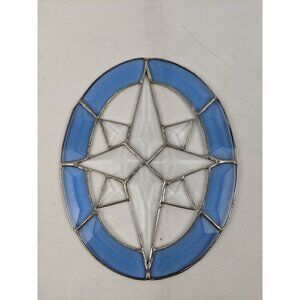 Vintage MCM Style Moravian Star Starburst Stained Glass Suncatcher Handmade 8"
